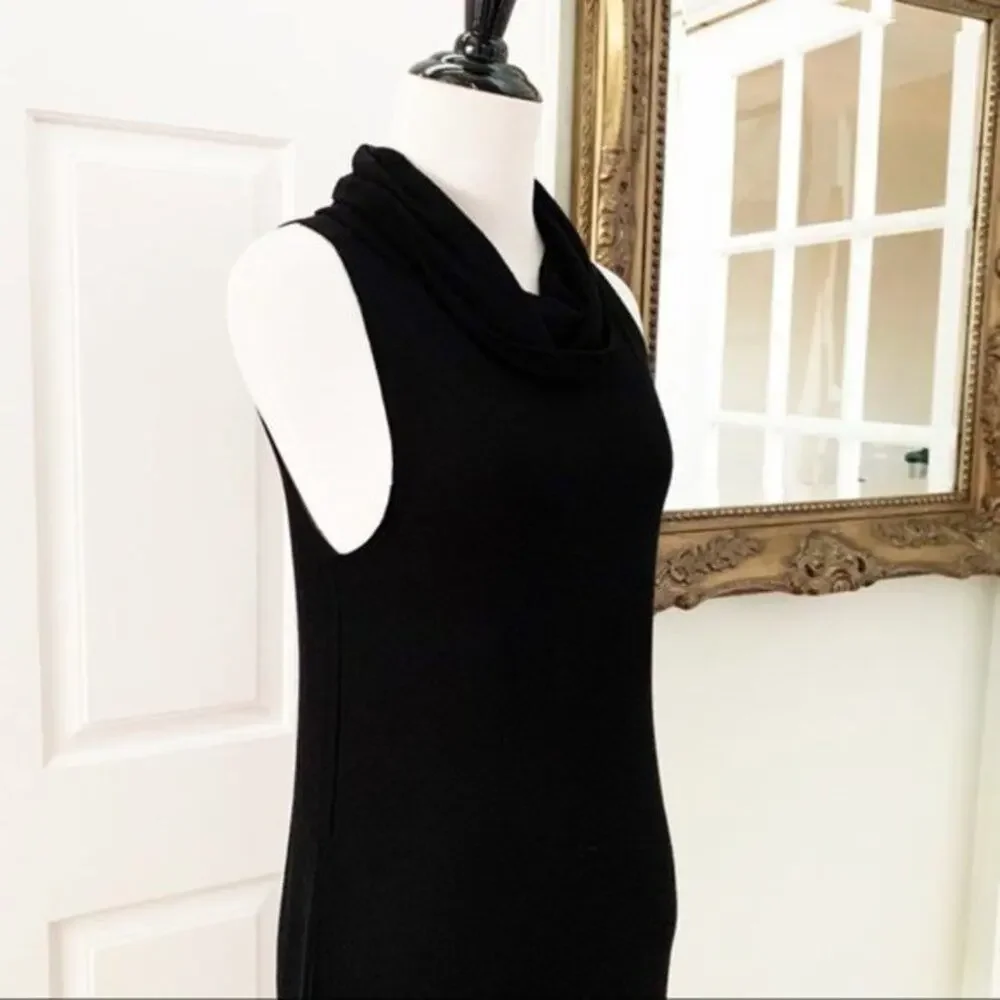 Black Knit Abound Shift Dress Cowl Neck Size S